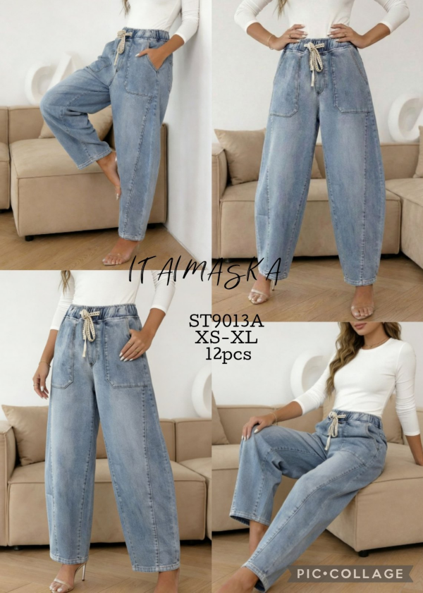 Spodnie damskie jeansy Roz XS-XL, 1 Kolor Paczka 12 szt